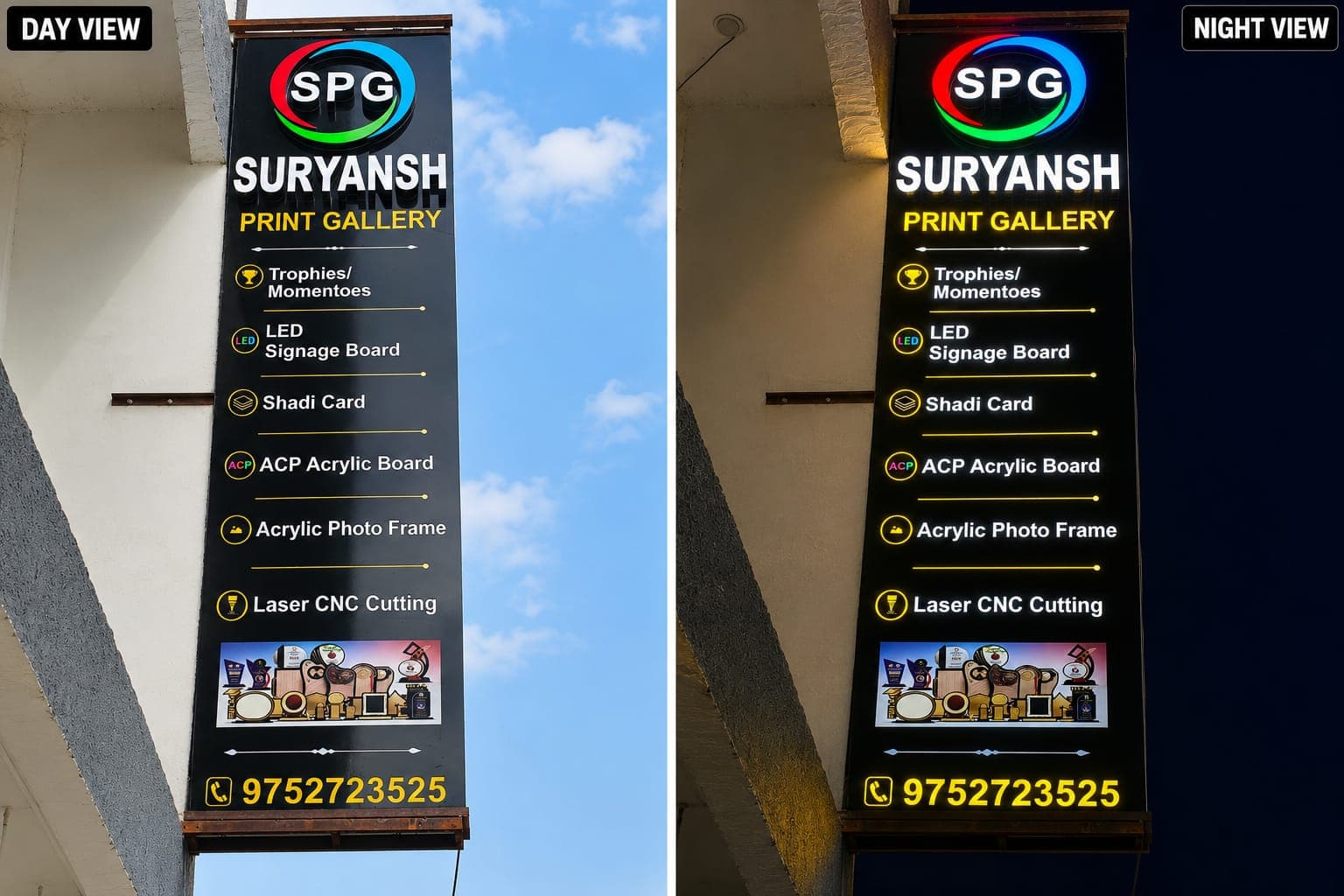 LED signboard being installed on a shopfront